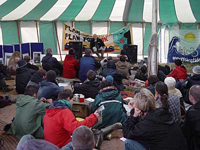 Astrologer Jonathan Caine spouts bollocks, Glastonbury Festival, June 2004