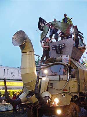 Mobile elephant metal sculpture, Glastonbury Festival, June 2004