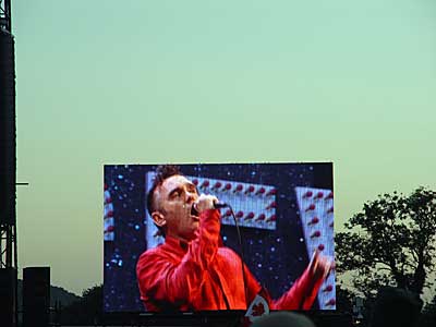 Morrissey in a field, Pyramid Stage, Glastonbury Festival, June 2004