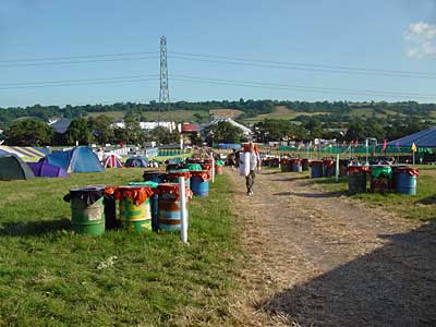 Arriving on site, Glastonbury Festival, June 2005