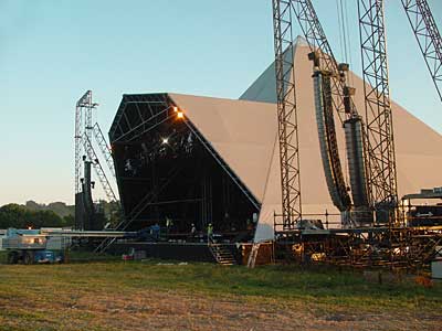 Pyramid Stage under construction, Glastonbury Festival, June 2005