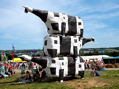 Cow/bull sculpture, Green Fields, Glastonbury Festival, Pilton, Somerset, England June 2005