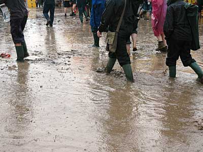 Rivers of mud, Glastonbury Festival, Pilton, Somerset, England June 2005