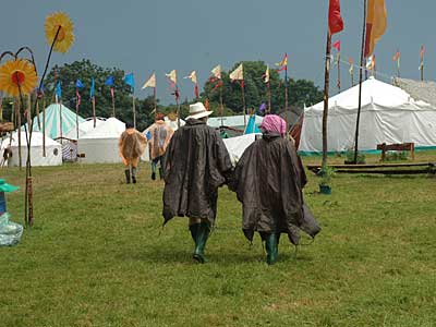 A break in the rain, Glastonbury Festival, Pilton, Somerset, England June 2005
