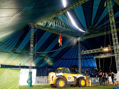 The Avalon tent damaged, Glastonbury Festival, Pilton, Somerset, England June 2005