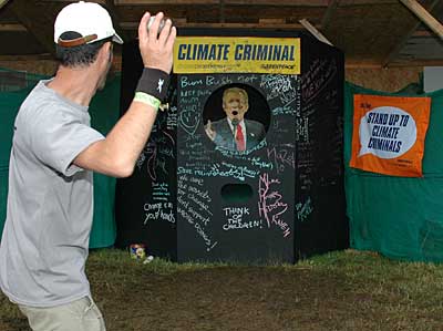 Climate Criminal, Greenpeace, Green Futures, Glastonbury Festival, Pilton, Somerset, England June 2005