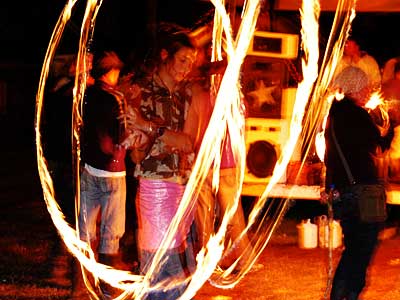Fire dancers, Green Futures, Glastonbury Festival, Pilton, Somerset, England June 2005