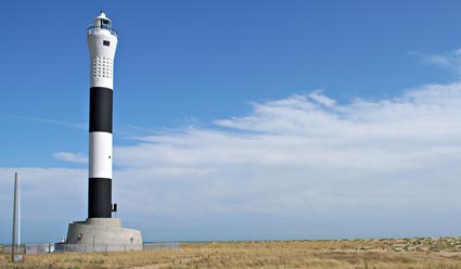 Dungeness lighthouse, Dungeness, Romney Marsh, on the south coast of Kent, England