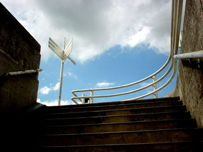 Waterloo Bridge, signpost and sky