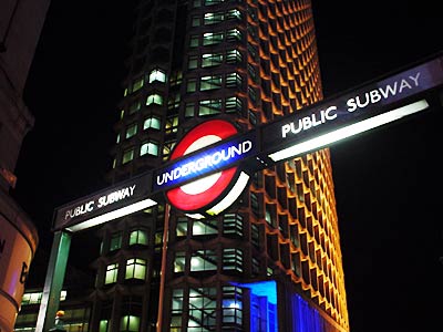 Tottenham Court Road tube sign and Centrepoint,