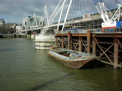 Hungerford Bridge under construction, Southbank, London
