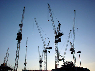Cranes over Paternoster Square, London