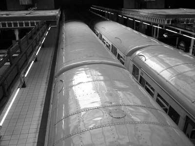 Tube trains at Aldgate station, London