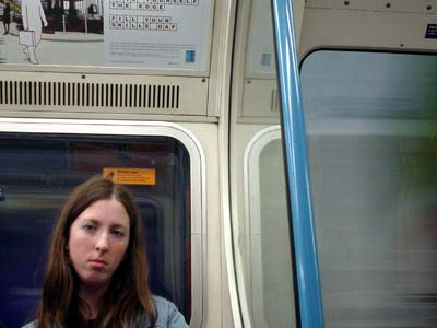 Unimpressed traveller, Victoria Line, London
