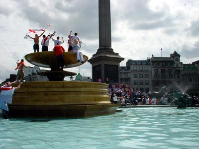 England Fans celebrate in Trafalgar Square, June 2002