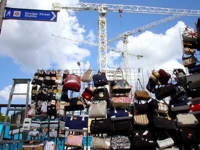 Handbags and cranes, Goodge Street, London W1