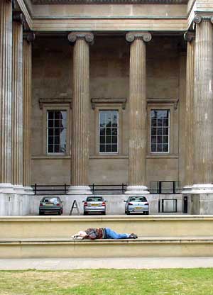 Sleeping tramp, British Museum, London