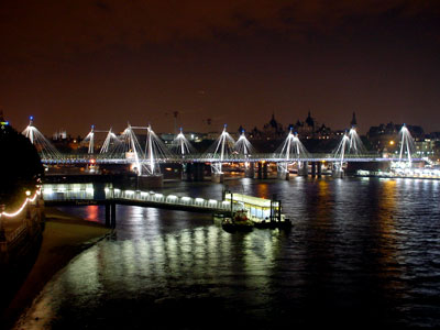 Hungerford bridge at night, South Bank, London