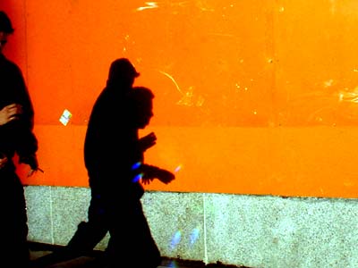 Shadow and Orange Billboard, Covent Garden, London: October 2002