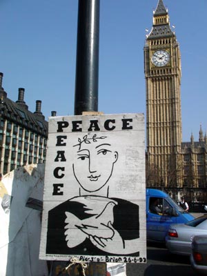 Parliament and Peace sign, March 20th 2003