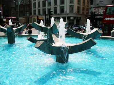 Fountain outside Centrepoint, Charing Cross Road, London, June 2003