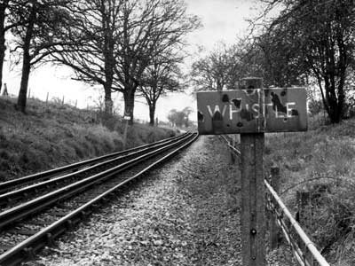 Whistle sign, old tube line from Ongar to Epping, near Blake Hall, Essex
