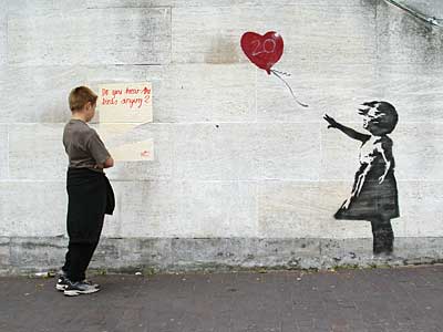 Banksy graffiti, South Bank, London