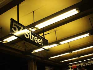 57th Street sign and lights