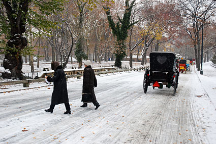 Photos of Central Park in the snow, Manhattan, New York, NY, US, December 2007