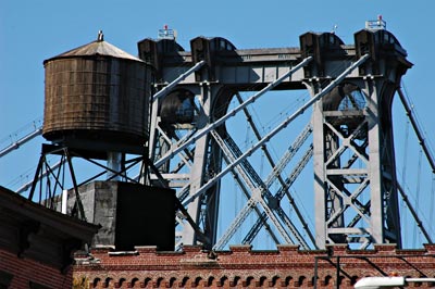 Water tower and Williamsburg Bridge, Williamsburg, Brooklyn, New York, Brooklyn, New York, NYC, US