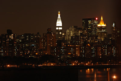 Looking over Manhattan at night, Williamsburg, Brooklyn, New York, Brooklyn, New York, NYC, US