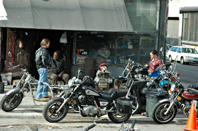 Motorbike repair shop, Wythe and N3rd, Williamsburg, Brooklyn, New York, Brooklyn, New York, NYC, US