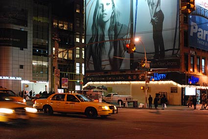 Billboards on Houston. Night photographs on the streets of New York, NYC, December 2006