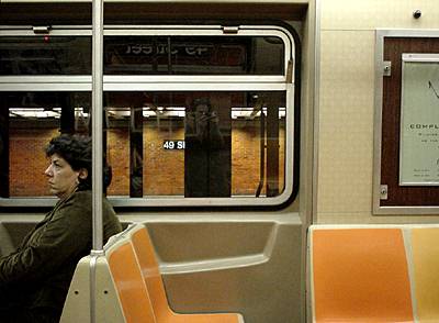 New York: woman on a train