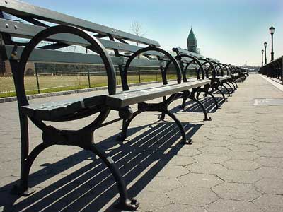 deserted seats, Battery Park