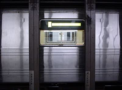 Empty subway train at station