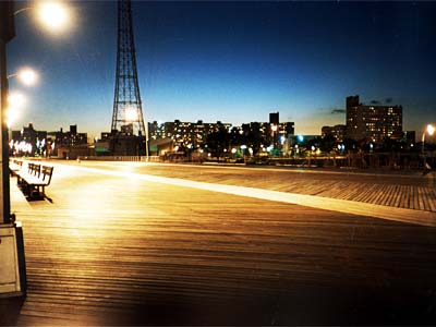 Coney Island Boardwalk at night