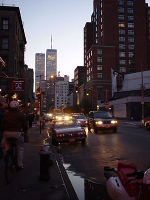 World Trade Towers from West Broadway, Manhattan, New York
