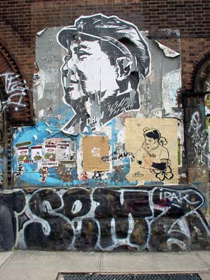 Heavily graffiti'd building, Prince Street, SoHo, Manhattan, New York