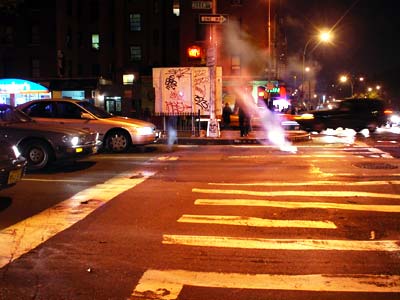 Steam and lights, Lower East Side, Manhattan, New York