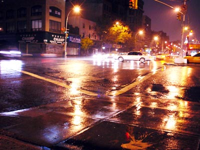 Rain on the  Bowery, Lower East Side, Manhattan, New York