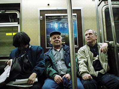 Subway riders, Uptown F train, Manhattan, New York