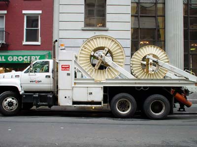 Cool cable truck on Spring Street, Manhattan, New York