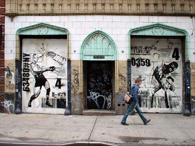 Pedestrian and street art, Lower East Side, Manhattan, New York