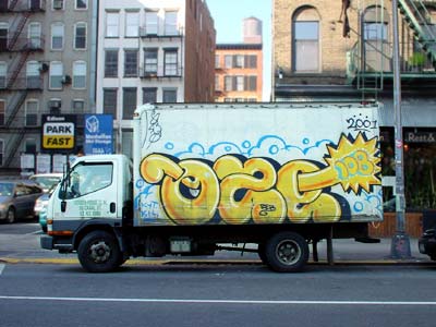 Van with graffiti, Lafayette St, Manhattan, New York