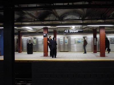 Subway train, 42nd Street, Manhattan, New York