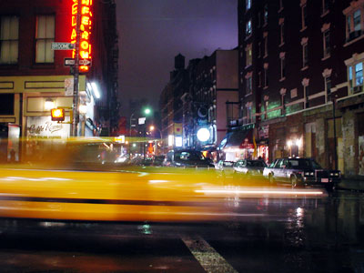 Broome St cab in the rain, Manhattan, New York