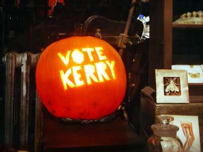 Vote Kerry pumpkin, East Village, Manhattan, New York, NYC, USA