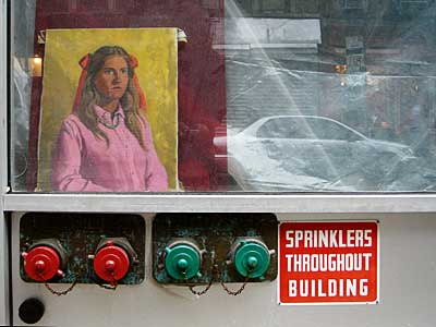 Painting and Sprinklers sign, Manhattan, New York, NYC, USA
