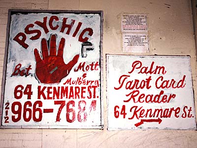 Psychic, Palm Tarot Card Reader, Kenmare Street, Manhattan, New York City, NYC, USA